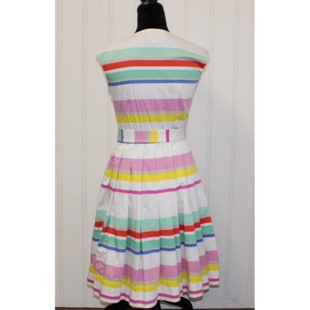 Kate Spade New York Multi Color Pleated Stripe Shirt Dress Preppy Size 6 $398 - Picture 5 of 11